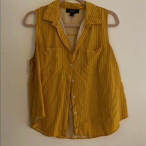 Forever 21 yellow striped button down tank